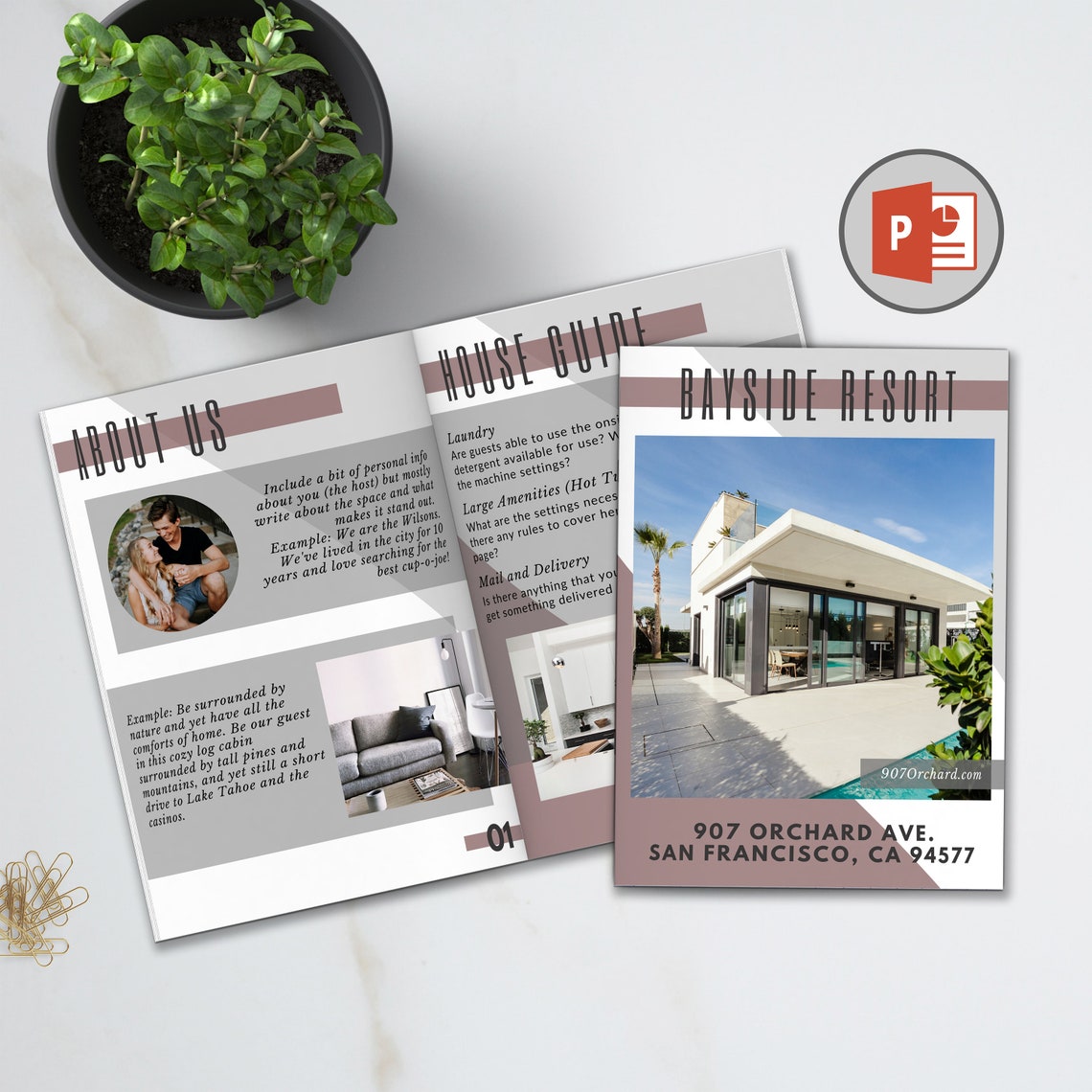 Welcome Home Book Template Powerpoint Template AirBnb image 0