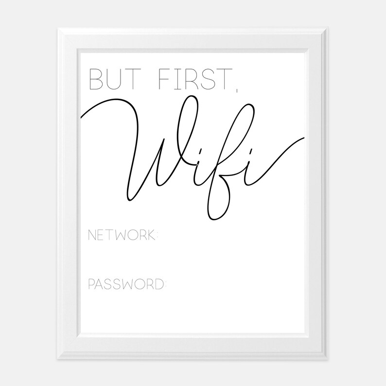 But First, Wifi Sign Printable Wall Art Instant Download Guests Home ...
