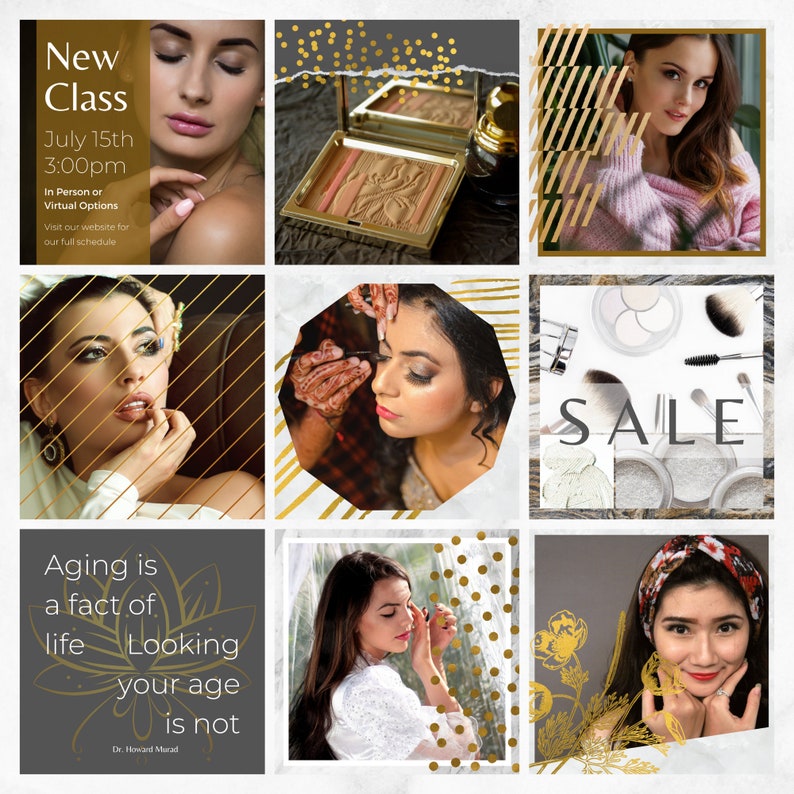 100 Instagram Posts | Canva Template | Makeup Artist | Beauty ...