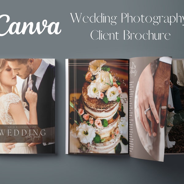 Wedding Photography Client Brochure CANVA Template, Photographer Services Marketing Booklet, Branding Book, Bridal Packages Pricing Guide