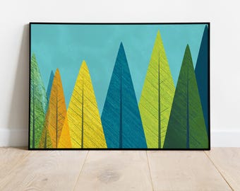 Geometric Trees | Printable | Wall Art | Instant Download | Gallery | Holiday Art | Christmas Decor | Simple and Minimal Holiday
