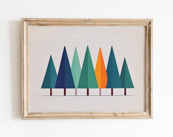 Row of Trees | Printable | Wall Art | Instant Download | Gallery | Holiday Art | Christmas Decor | Simple and Minimal Holiday