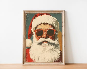 Sunshine Santa | Printable | Wall Art | Instant Download | Gallery | Holiday Art | Vintage Christmas | Retro Poster