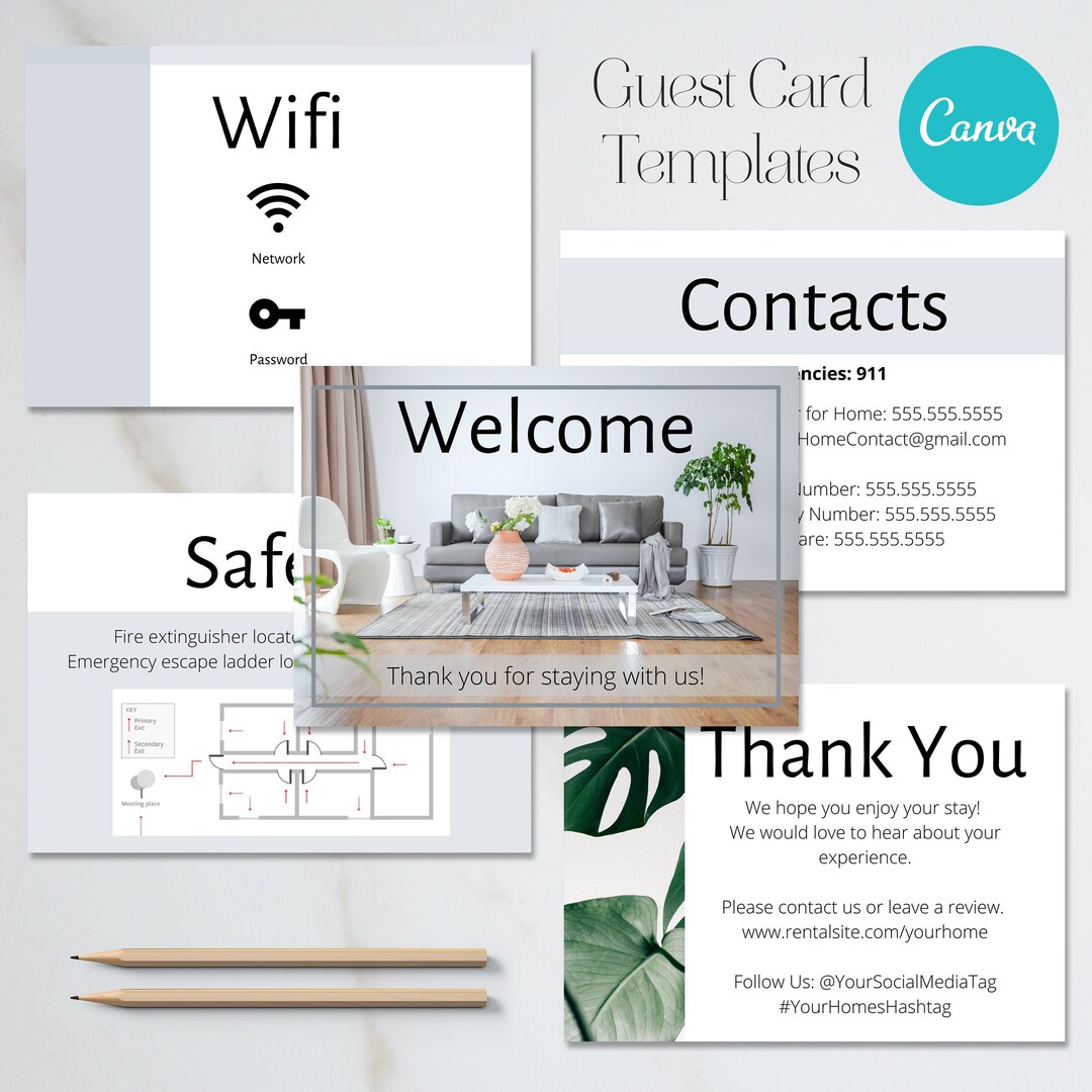 Airbnb Guest Cards Canva Template Airbnb VRBO Host Guide 
