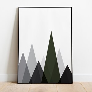 Seven Trees Green and Gray | Printable | Wall Art | Instant Download | Home Decor | Christmas | Christmas Trees | Print | Card