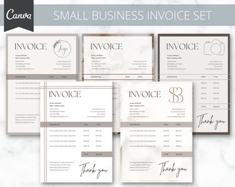 Small Business Invoice Set | CANVA Template | Services Receipt | Wedding Photographer | Client Invoice | 5 Design Package | Shop Tools