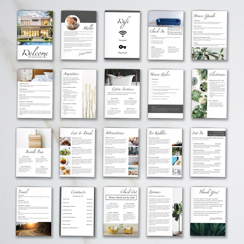 Airbnb Welcome Guest Book Template 20 Page Host Guidebook Etsy