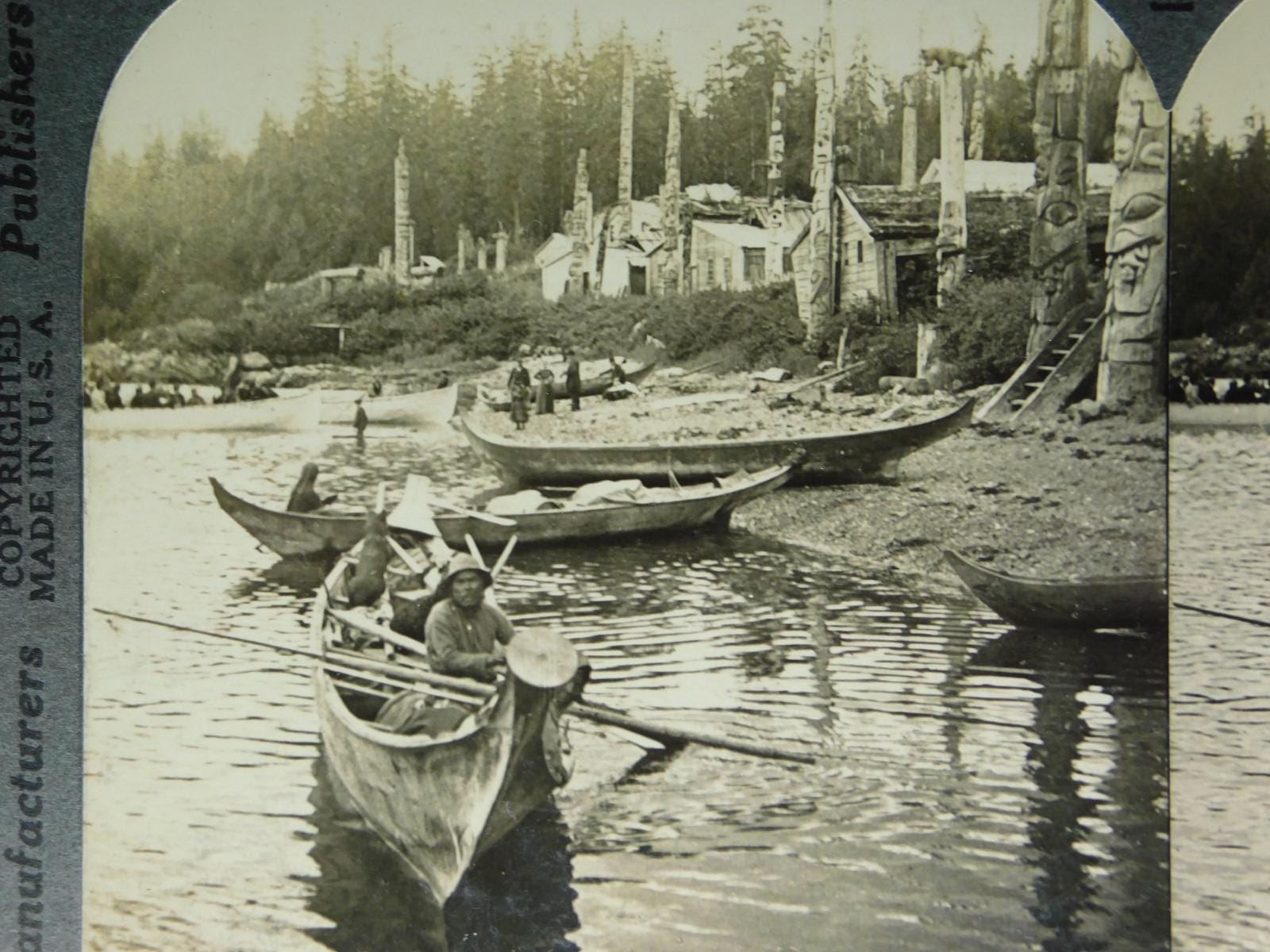 Circa 1910 Totem Poles and Indian Village of Kasaan Alaska Tlingit ...