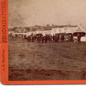 c1874 Première carte Stereoview Mass Fair de Brockton Société agricole de Brockton
