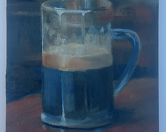 Original Oil Painting by Irish Artist, William Jamison, 6" x 4" Irish Pub Ireland Pint of Guinness Art Gift