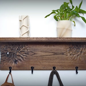 Wooden coat rack with shelf, towel rack with shelf, entryway rack with shelf, kitchen rack with shelf, unique shelf