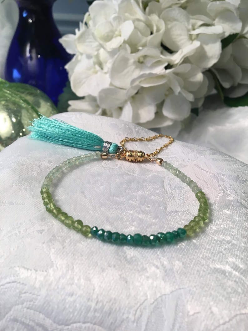Casually Elegant Emerald, Quartz, Prehnite Bracelet, 14kt GP Mag Casually Elegant Emerald, Quartz, Prehnite Bracelet, 14kt GP Mag