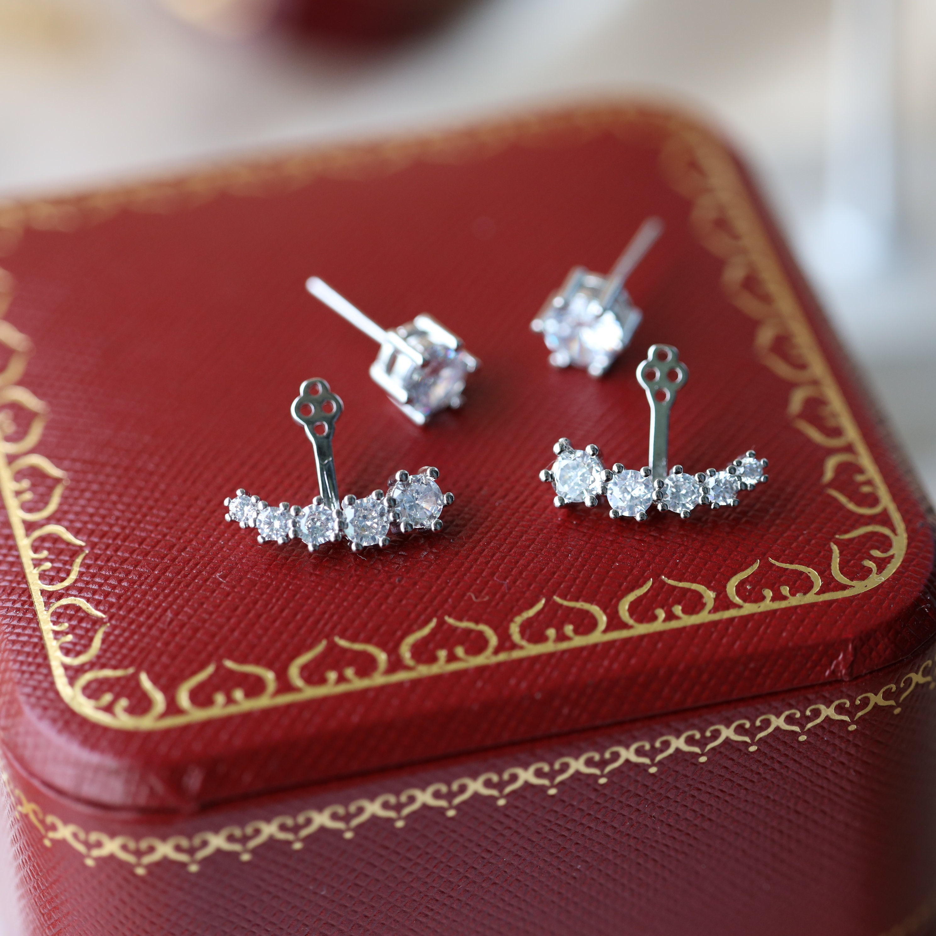 Twoways Ear Jacket Crystal Ear Jacket Cz Ear Jacket Silver Etsy