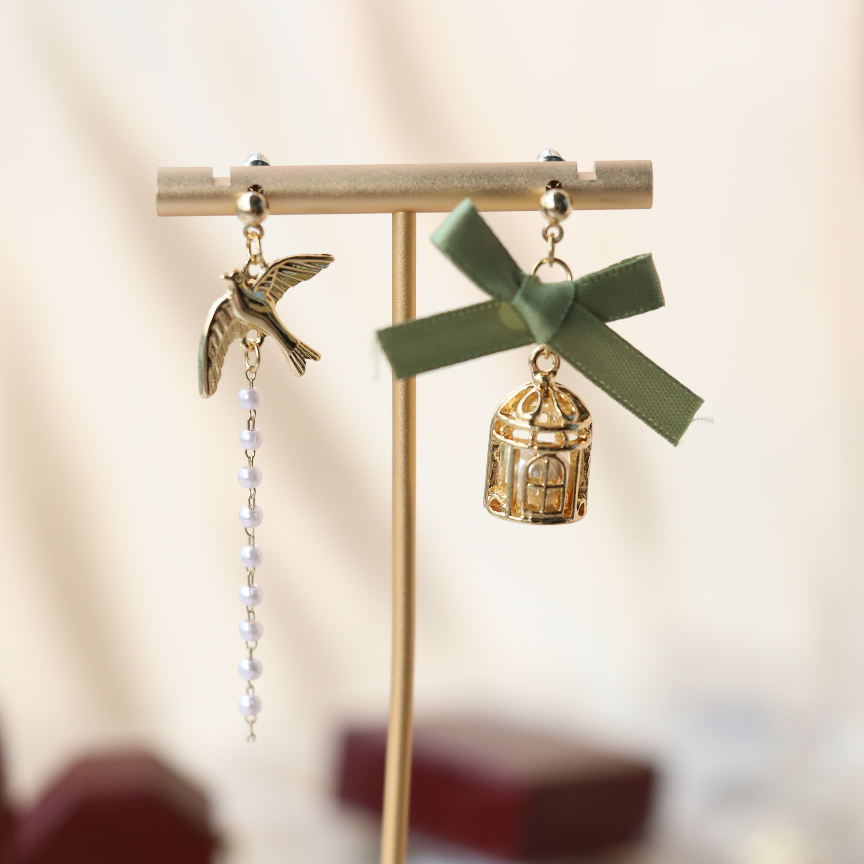 Bird Earrings Bird Cage Earrings Bird and Cage Earrings Etsy