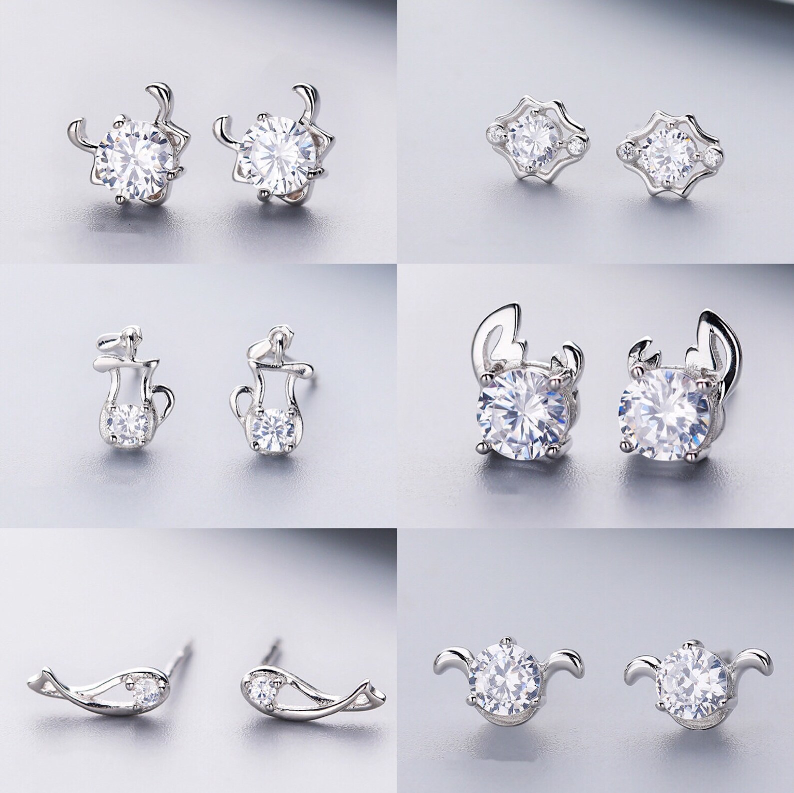 Zodiac Stud Earrings Silver Zodiac Earrings Zodiac Earrings Etsy