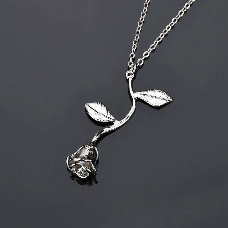 Rose Necklace Gold Rose Necklace Silver Rose Necklace Rose Etsy