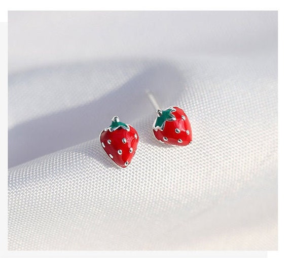 Strawberry earrings fruit earrings strawberry jewelry | Etsy