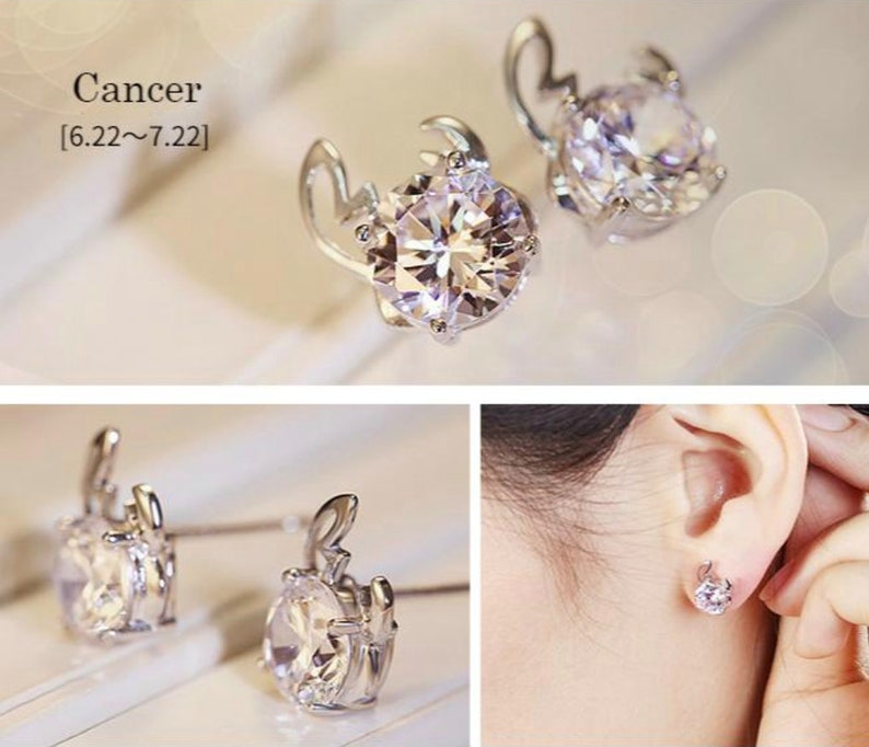 Zodiac stud earrings silver zodiac earrings zodiac earrings Etsy