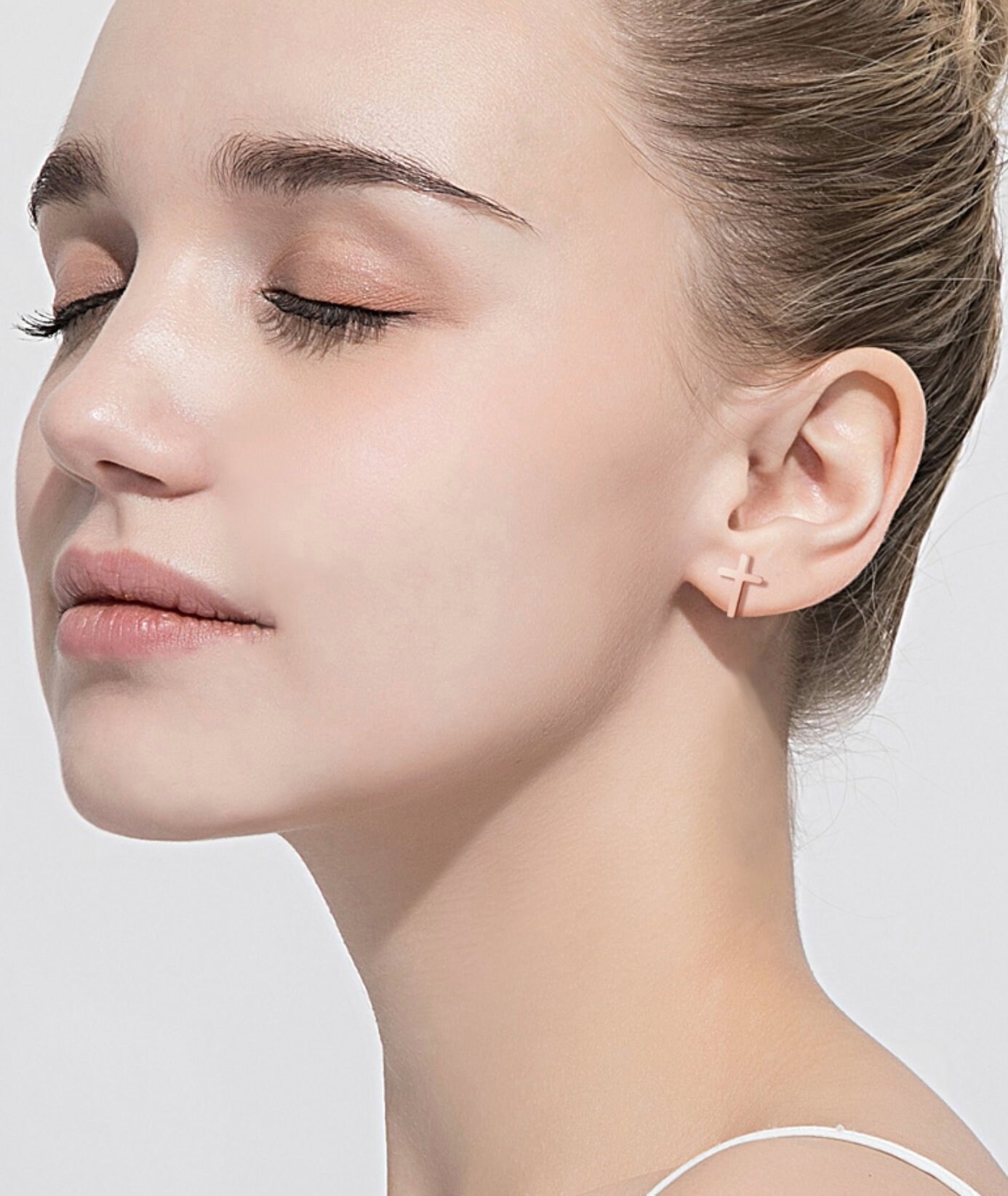 Rose Gold Cross Stud Earrings Cross Stud Earrings Titanium Etsy