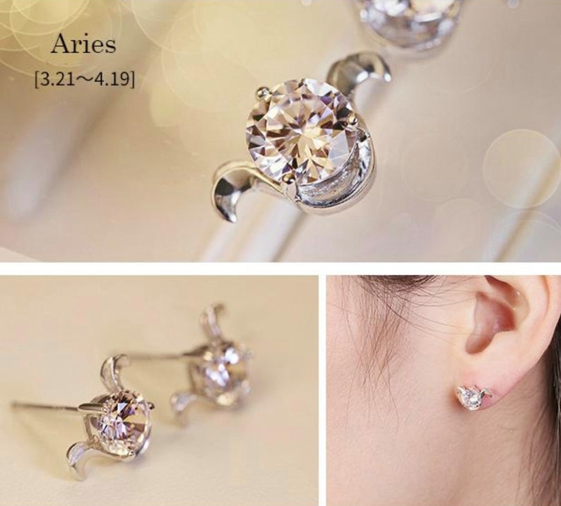 Zodiac stud earrings silver zodiac earrings zodiac earrings Etsy