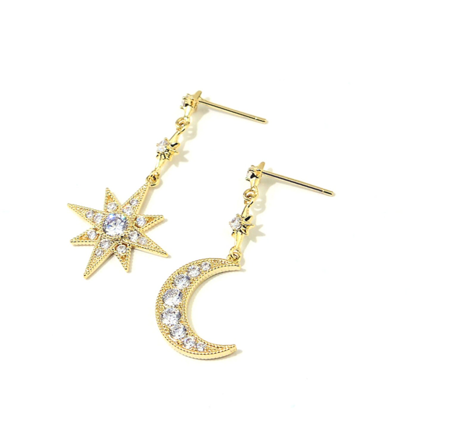 Moon and star earrings moon drop earrings star earrings | Etsy