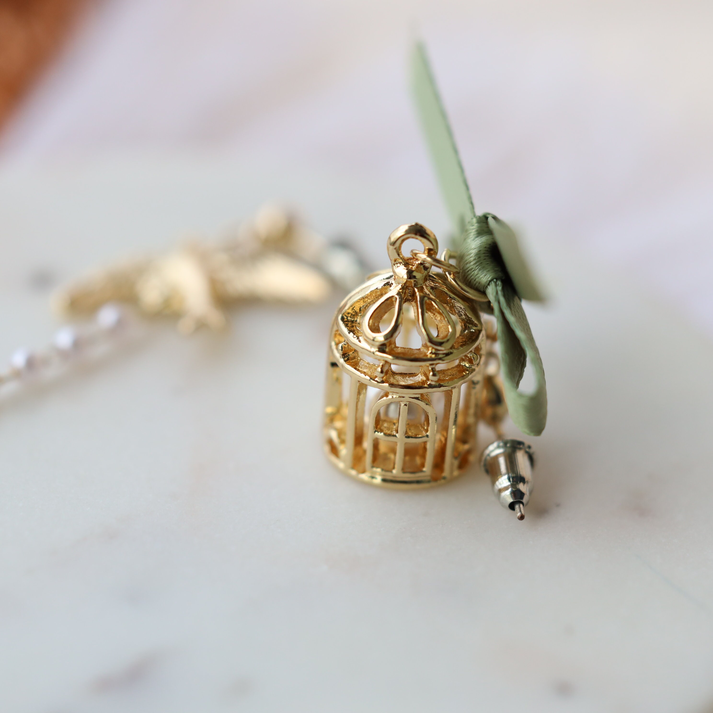 Bird Earrings Bird Cage Earrings Bird and Cage Earrings Etsy