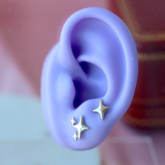 Star studs earrings, star earrings, star studs, silver star studs, cz stud earrings, starburst studs, starburst earrings, snowflake studs