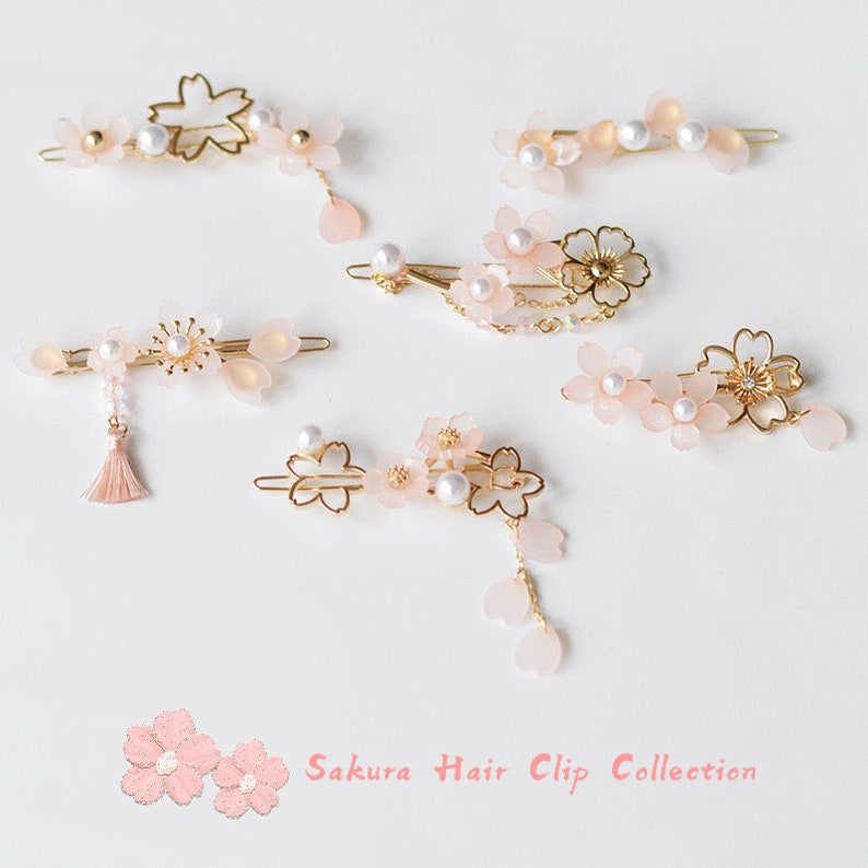 Flower hair clip cherry blossom hair clips pink flower hair Etsy