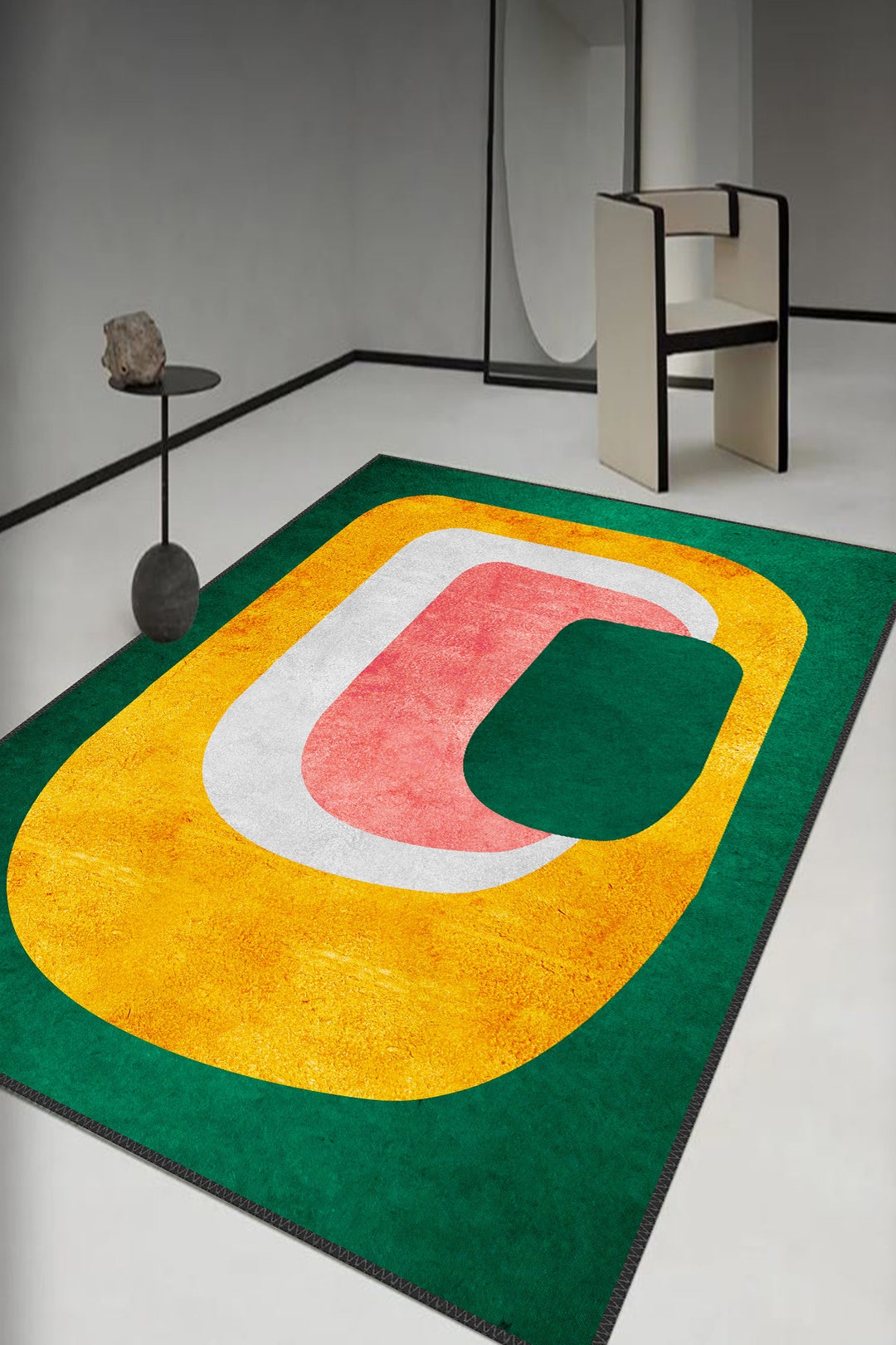 ABSTRACT AREA RUG Green Abstract Modern Carpet Minimalist Etsy