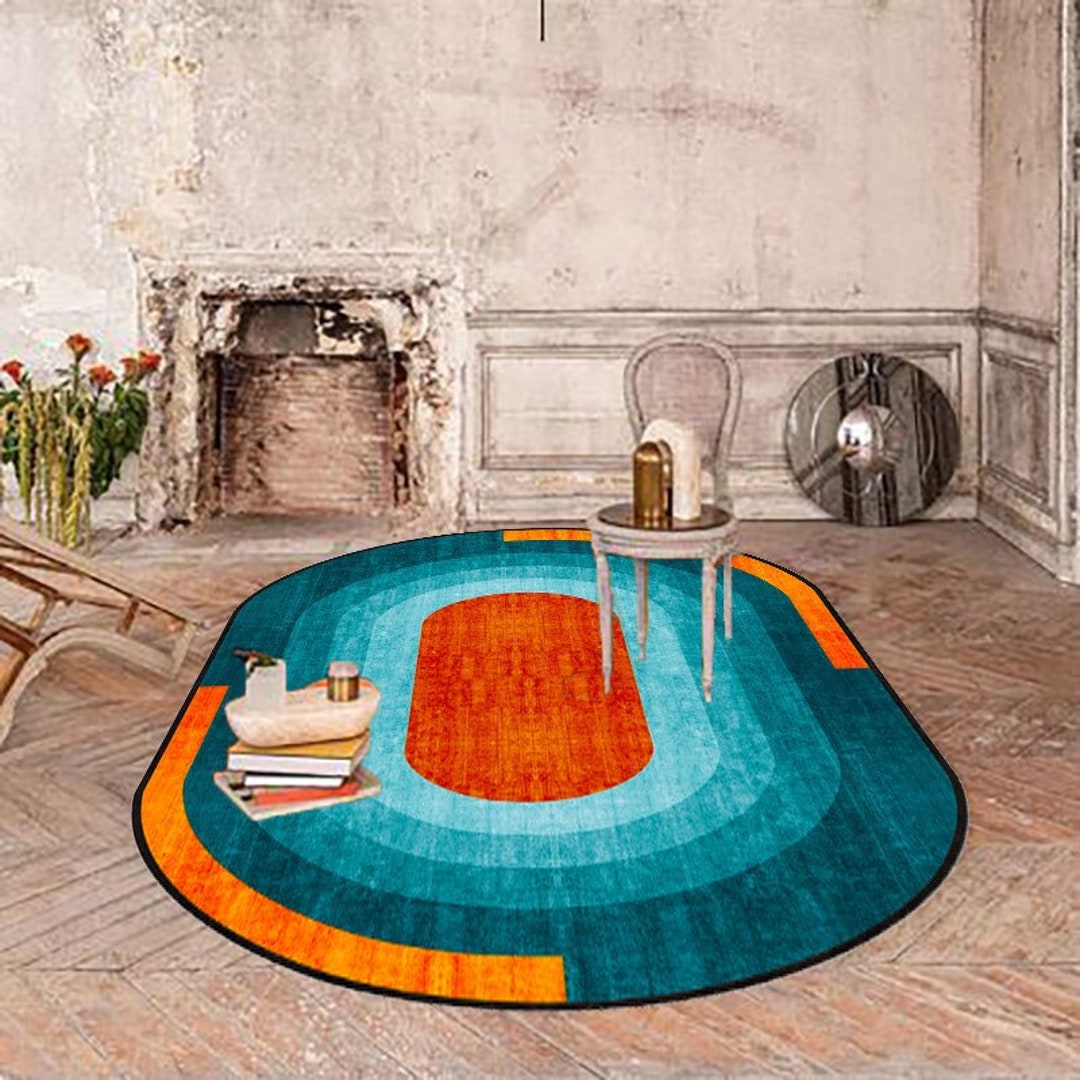 OVAL ABSTRACT RUG Modern Rug Colorful Oval Rug Oval Rug for Etsy
