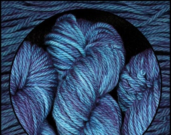 Hand Dyed Bulky Yarn, Teal Blue Purple 100% Superwash Merino Wool, Bulky Weight, Chunky Yarn, Variegated, 3ply, 106 yards