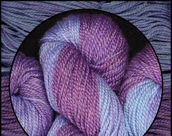 Hand Dyed Sport Yarn, Purple Blue Violet Bamboo Merino Baby Wool, Variegated Yarn, 2 Ply, 100g 262 yards