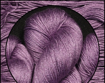 Hand Dyed Sock Yarn, Purple Grape Violet Superwash Merino Mulberry Silk Fingering Wool, Solid Tonal Yarn, 4 Ply, 100g 438 yards