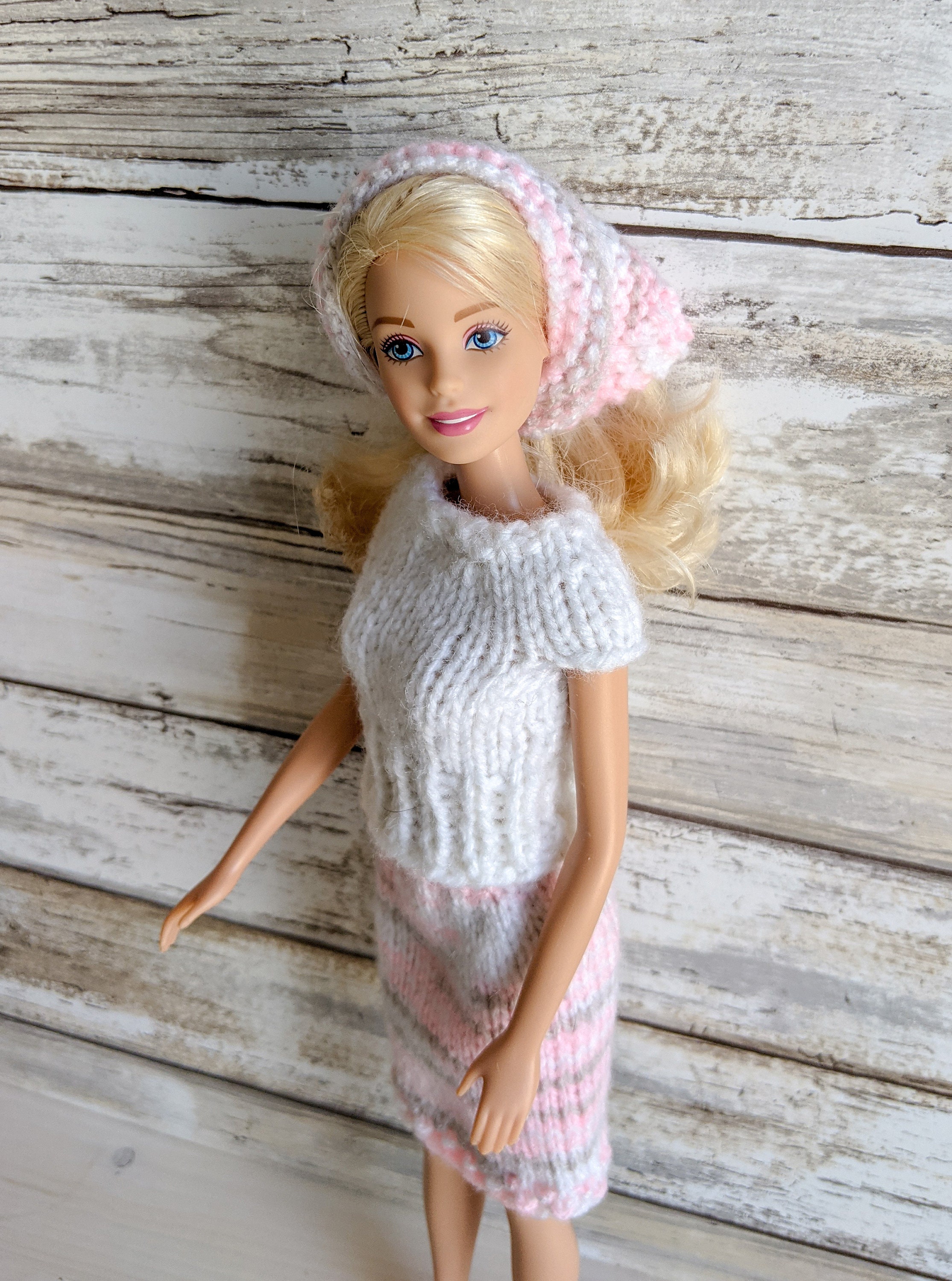 Knit Barbie Clothes Three Piece Barbie Outfit Barbie Skirt Etsy