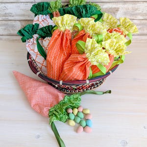 Handmade Carrot Treat Bag, Reusable Draw String Easter Sack, Made in Canada