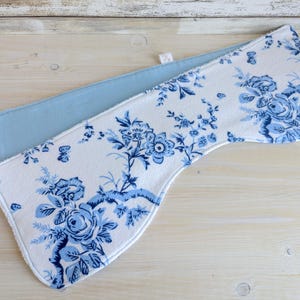 Handmade Baby Burp Cloth Set: Blue Floral Flannel, 18 Inch Length, Made in Canada