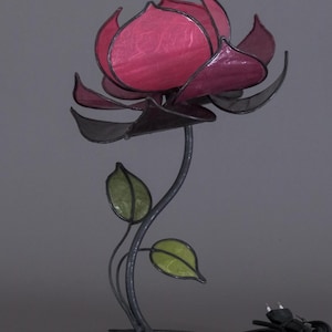 Pink Lotus Flower with stem, Flower Lamp, Flower Lights, Fairy Lights, Paper Lamp, Pink Lamp, Table Lamp, Desk Lamp,Bedside Lamp, Craft Lamp