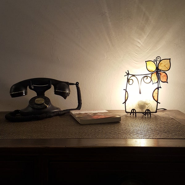 Owl with Butterfly Lamp, Owl Lamp, Owl Lights,Fairy Lights,Paper Lamp,Table Lamp, Bedside Lamp,Owl lover gift,Animal Lamp,Animal lights