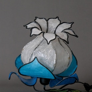 Blue Flower Lamp, Flower Lights, Fairy Lights, Paper Lamp, Lamp, Table Lamp, Desk Lamp,Bedside Lamp, Craft Lamp
