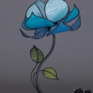 Blaue Lotusblume mit Stiel, Blumenlampe, Blumenlichter, Lichterketten, Papierlampe, blaue Lampe, Tischlampe, Schreibtischlampe, Nachttischlampe, Bastellampe