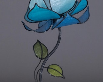Blue Lotus Flower with stem, Flower Lamp, Flower Lights, Fairy Lights, Paper Lamp, Blue Lamp, Table Lamp, Desk Lamp,Bedside Lamp, Craft Lamp