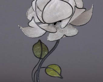 White Lotus Flower with stem, Flower Lamp, Flower Lights, Fairy Lights, Paper Lamp, Green Lamp, Table Lamp, Desk Lamp,Bedside Lamp