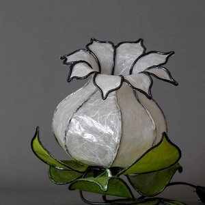 Grüne Blumenlampe, Blumenlichter, Lichterketten, Papierlampe, Lila Lampe, Tischlampe, Schreibtischlampe, Nachttischlampe, Bastellampe