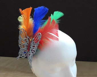 Butterfly Fascinator / Butterfly Headband / Feather Butterfly Headband / Butterfly Headpiece / Festival Carnival Headpiece / Butterfly Crown