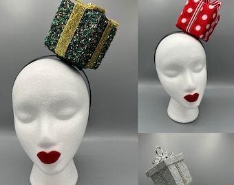 Kerst Fascinator/glitterde huidige hoofdband/vakantie hoofdband/lelijke trui partij zendspoel/kerst zendspoel/vakantie kroon