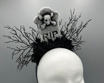 Halloween Fascinator / Halloween Headband / Tombstone Headband / Halloween Headpiece / Tombstone Headpiece / Halloween Crown / Halloween Hat