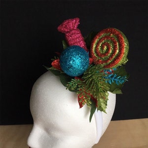 Weihnachten Fascinator /Weihnachten Stirnband / Urlaub Stirnband / Weihnachten Süßigkeiten Kopfschmuck / Weihnachten Kopfschmuck / Urlaub Krone / Candy Krone