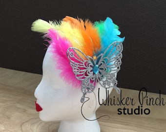 Butterfly Fascinator / Butterfly Headband / Feather Butterfly Headband / Butterfly Headpiece / Butterfly Feather Headpiece / Butterfly Crown