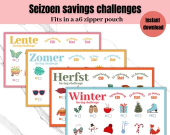 Digital seizoen saving challenges a6 for zipper pouch | Budget planning a6 | Saving challenges