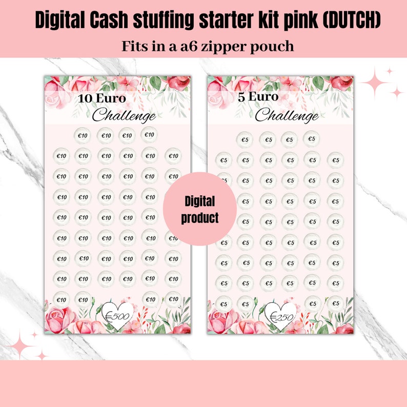 Digital cash stuffing starter kit pink a6 binder Nederlands Etsy
